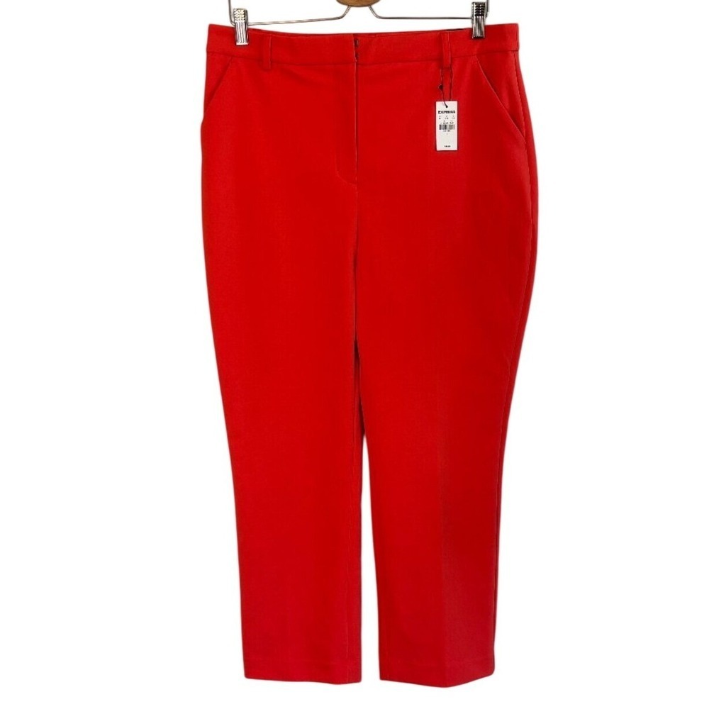 NEW Express Red Straight Leg Super High Rise Pants Size L